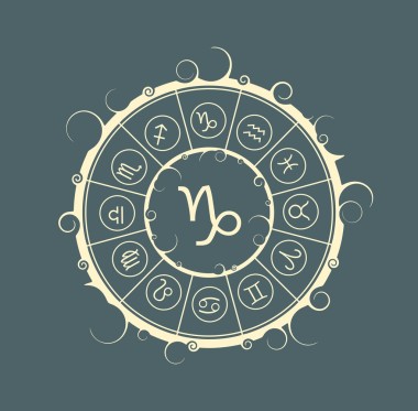 中圈的占星符號(hào)。摩羯座標(biāo)志