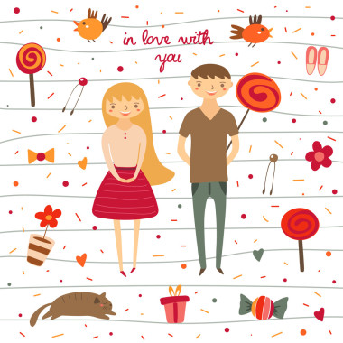 可愛的手繪明信片圖片