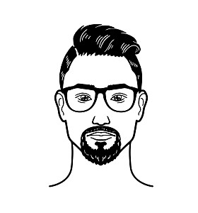 矢量肖像理发店的大胡子男人的时髦形象