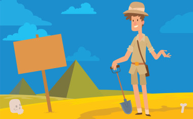 卡，考古学家年轻人用铲子图片