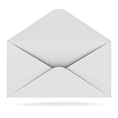 打開的信封被隔絕在白色背景與陰影