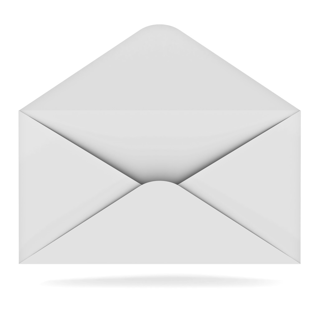 打开的信封被隔绝在白色背景与阴影 打开的信封被隔绝在白色背景与阴影