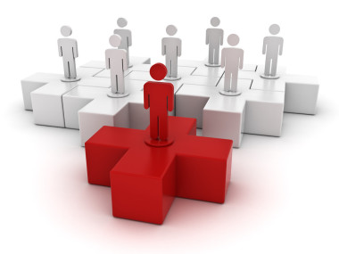 紅色領(lǐng)導(dǎo)和白上的不同概念圖片