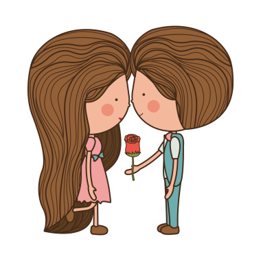 男人给女孩一朵玫瑰