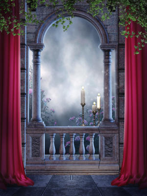 復(fù)古陽(yáng)臺(tái)的蠟燭圖片