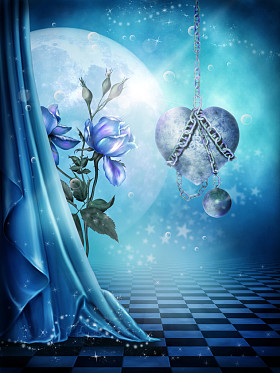 一颗心与蓝色背景图片