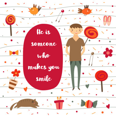 可愛的手繪涂鴉男孩在愛