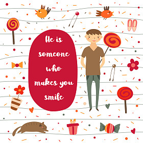 可爱的手绘涂鸦男孩在爱