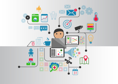 互聯(lián)網(wǎng)的東西 （物聯(lián)網(wǎng)） 概念的無線連接設(shè)備作為矢量圖