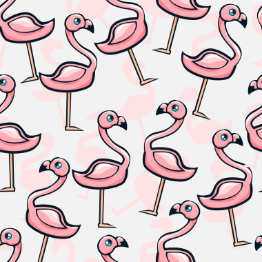 无缝的火烈鸟素描