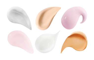 化妝品的霜上白色孤立的拼貼畫