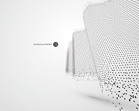 波状图案组成的粒子，科学和技术的插图