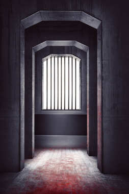 地板上有血迹的废弃的建筑 地板上有血迹的废弃的建筑