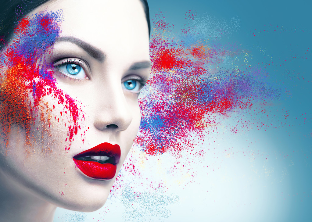 七彩粉化妆的女孩 七彩粉化妆的女孩