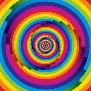 无限的箭头形状的螺旋。彩虹色的