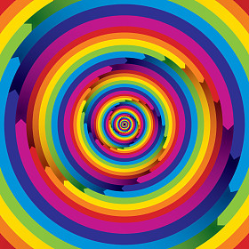 无限的箭头形状的螺旋。彩虹色的