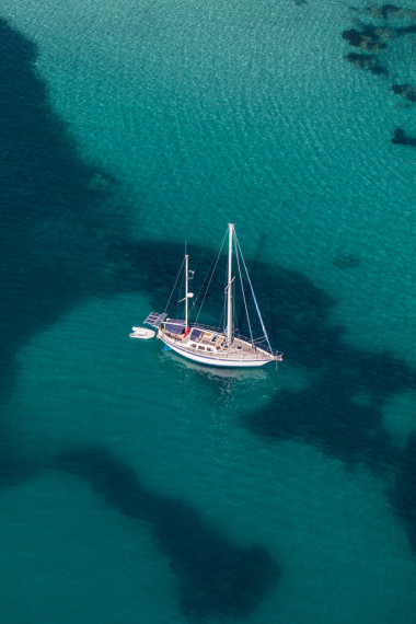 游艇上的鳥瞰圖