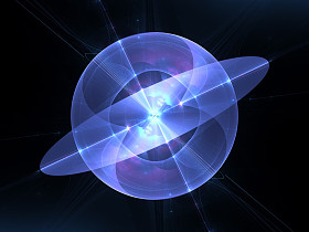 蓝色和紫色发光量子分形图片