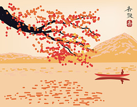 樱花的明信片。菜单