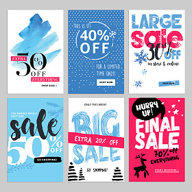 冬天移动销售一整套的横幅广告