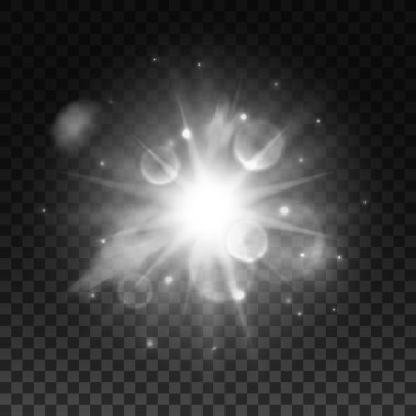 閃閃發(fā)光明亮的恒星的光與鏡頭眩光效果