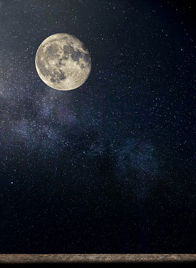 繁星闪烁的夜晚月亮