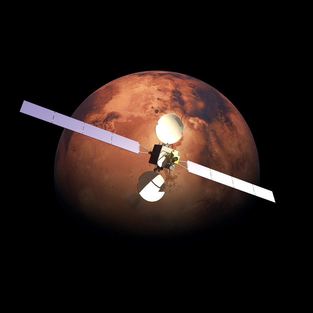 人造探测器轨道上方红色星球火星 人造探测器轨道上方红色星球火星