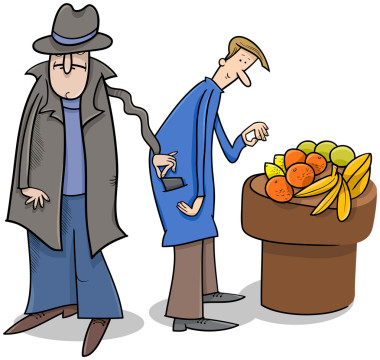 小偷偷竊錢包卡通照片