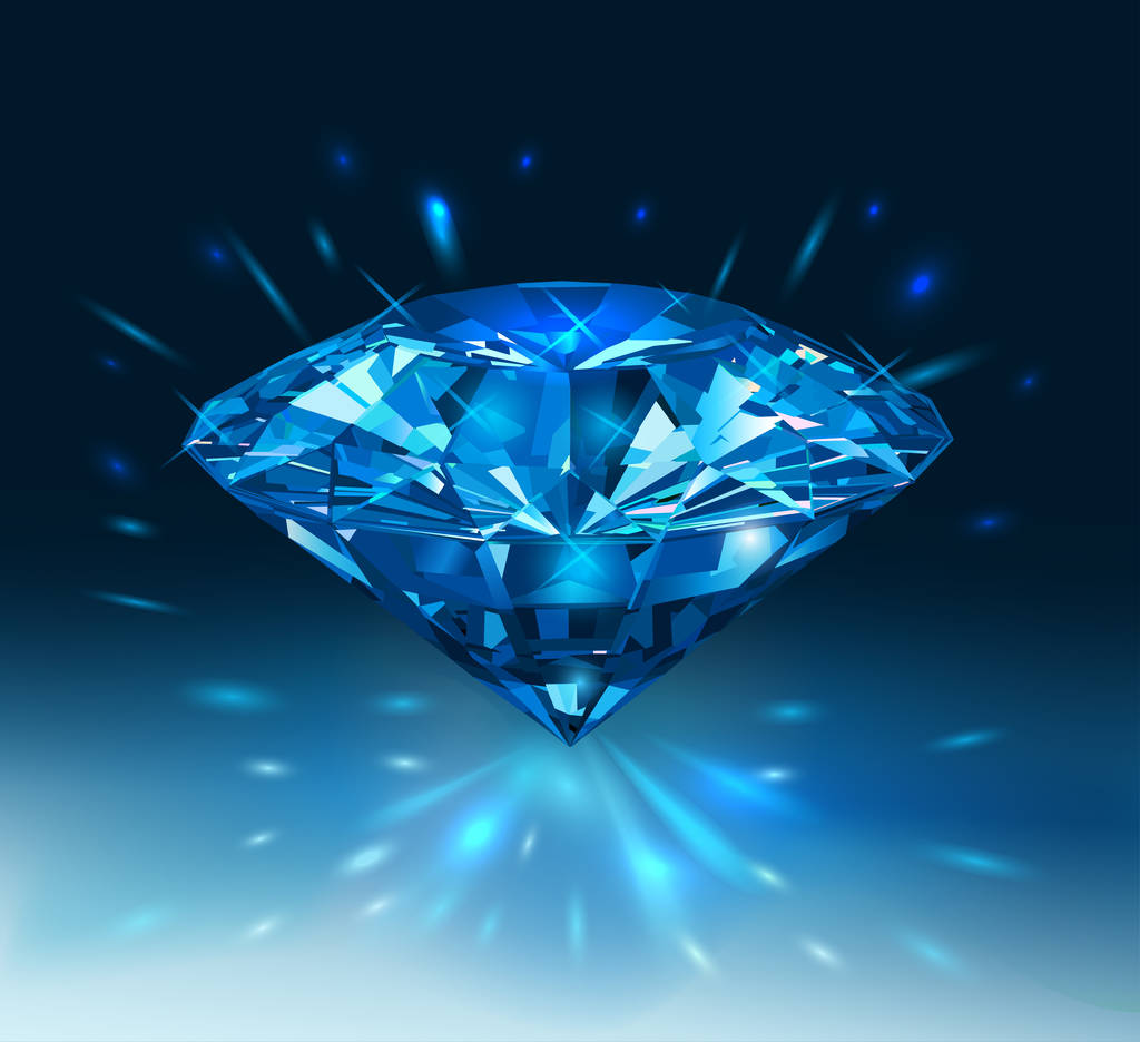 美丽的蓝色宝石蓝宝石 darck 蓝色背景上。矢量图