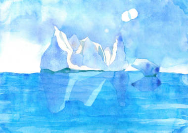 藍色的冰川水彩