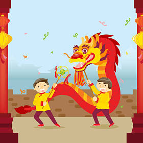 中国农历新年/舞龙照片