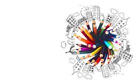 孤立的彩色的铅笔照片