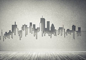 城市设计在墙上图片