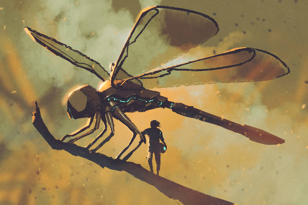 巨大机械蜻蜓、 sci fi 概念