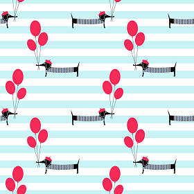 法国风格狗气球无缝模式坚持条纹背景