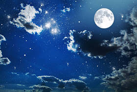 夜空的星星与满月背景图片