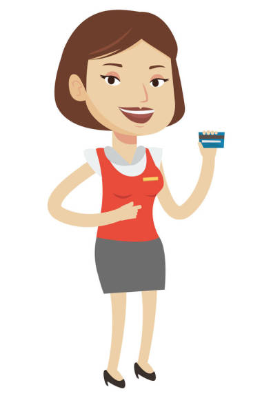 收银员结账时持有信用卡