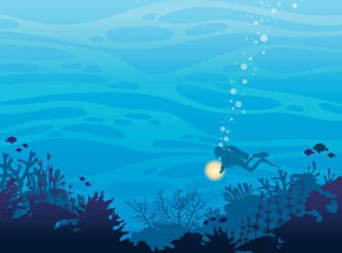 珊瑚礁、 深海潛水和海上。水下生活