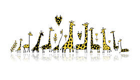您设计的的长颈鹿家庭，素描照片