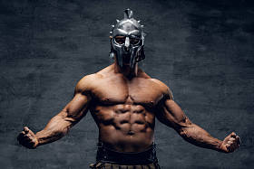 In Gladiator, the muscular man in the silver helmet