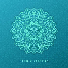 民族矢量模式曼荼罗设计邀请函、 卡片、 标签。圆的标志和标签模板。豪华花编织