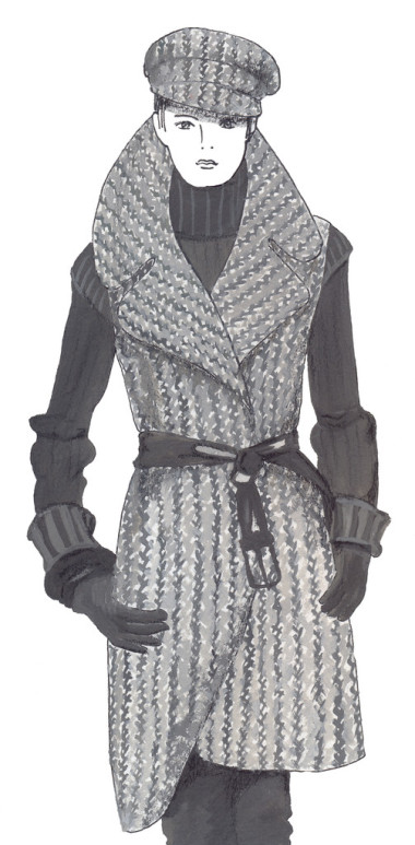 草绘。在灰色的女人