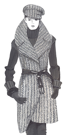 草绘。在灰色的女人