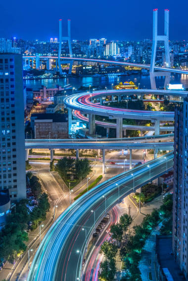 城市交通與城市景觀在中國上海的夜景