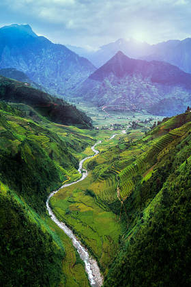 在木仓湾仔、 越南的梯田照片