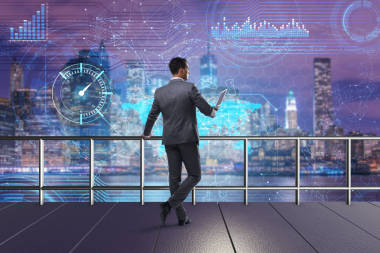 商人在股票交易的概念照片