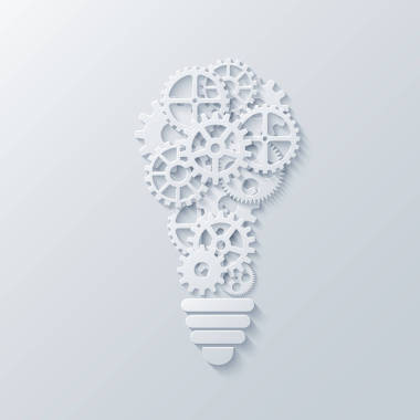 矢量現(xiàn)代概念燈泡和機制。思想背景