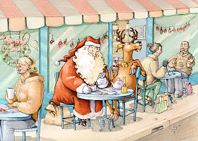 圣诞老人的小酒馆照片