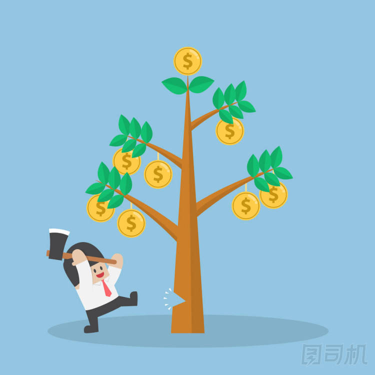 商人切割樹的錢照片