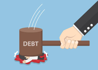 由債務(wù)錘搗破的商人